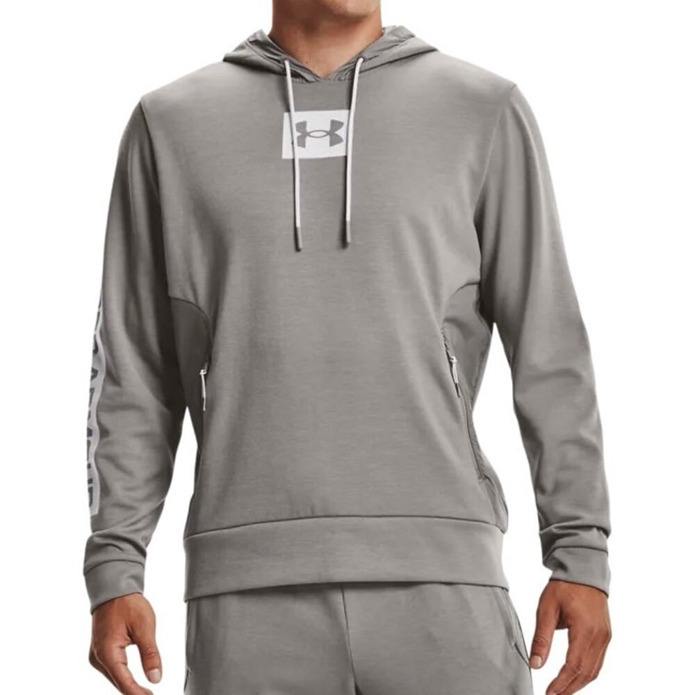 Under Armour Summit Knit Activewear Hoodie Sweater Gray Mens Medium